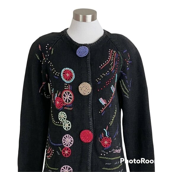 Vintage 80's Womens New Wave Beaded Cardigan - Picture 2 of 7